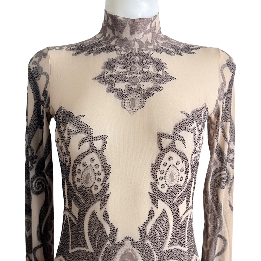 KIKIRIKI Tattoo Mesh Maxi Dress Size M - Picture 4 of 11